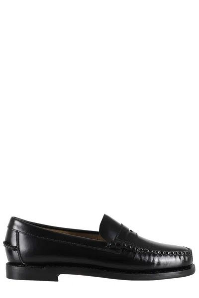 Sebago Black Leather Loafers In Nero Nero