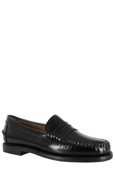 Sebago Black Leather Loafers In Nero Nero