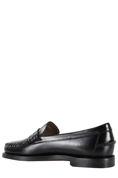 Sebago Black Leather Loafers In Nero Nero