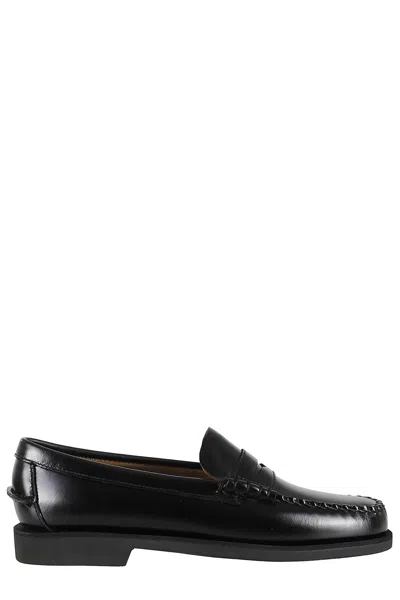 Sebago Black Leather Loafers In Nero Nero
