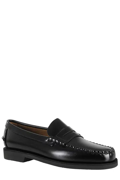 Sebago Black Leather Loafers In Nero Nero