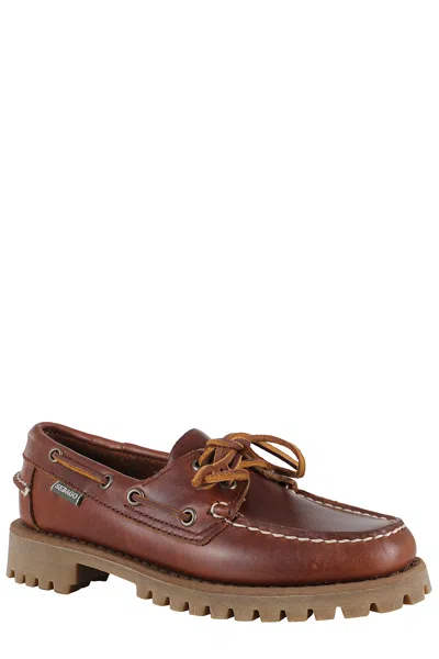 Sebago Ranger Waxy Leather Moccasins In Brown