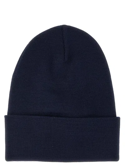 Moncler Grenoble Logo Patch Knitted Beanie In Blue