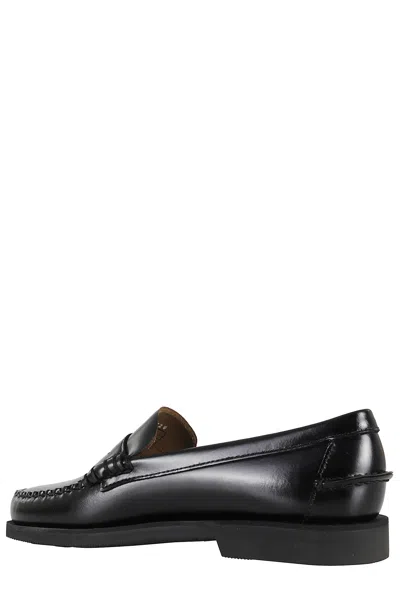 Sebago Black Leather Loafers In Nero Nero