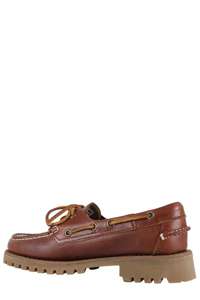 Sebago Ranger Waxy Leather Moccasins In Brown