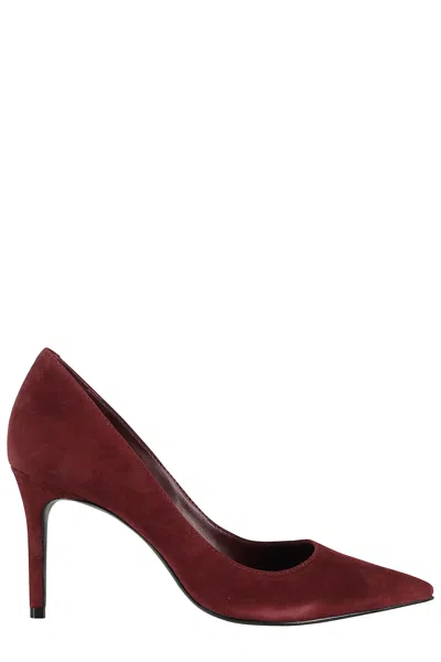 Schutz Burgundy Suede Pumps With Pointed Toe In Burgundy