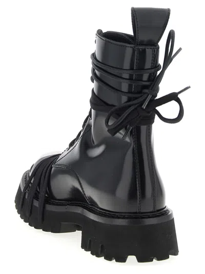 Moschino Glossy Leather Lace-up Boot With Sole In Black