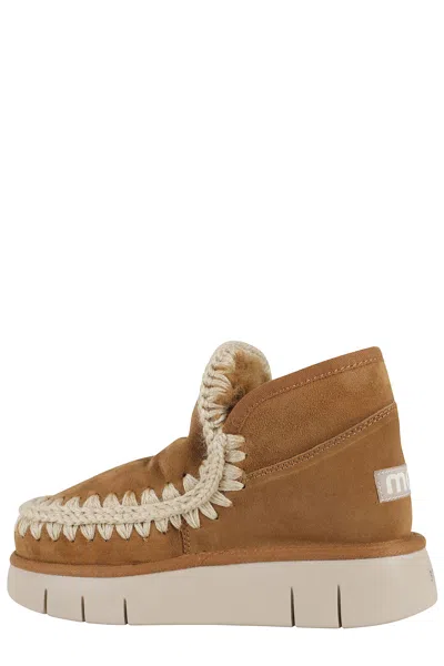 Mou Mini Eskimo Platform Ankle Boots Inside Wedge In Brown