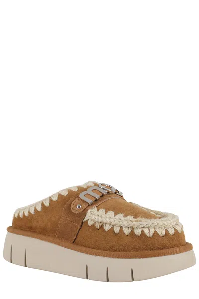 Mou Bounce Metal Logo Cognac Clog In Brown