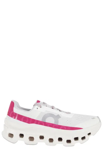 On Cloudmster Sneakers In Ivory With Grenadine Accents In White