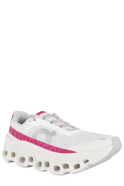 On Cloudmster Sneakers In Ivory With Grenadine Accents In White
