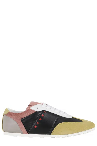 Marni Multicolor Leather Sneakers Suede Panels In Multi