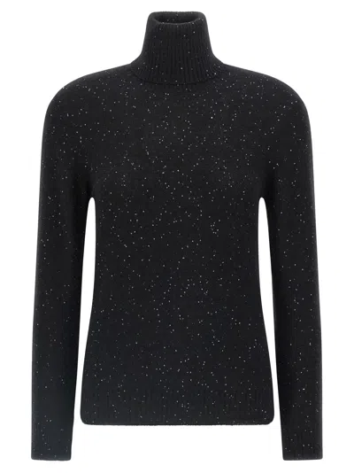 Fabiana Filippi Sequin Turtleneck Sweater Sweaters And Cardigans Black In Blue