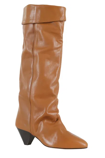 Isabel Marant Elita Gz High Cuffed Pointed Toe Boot In Brown