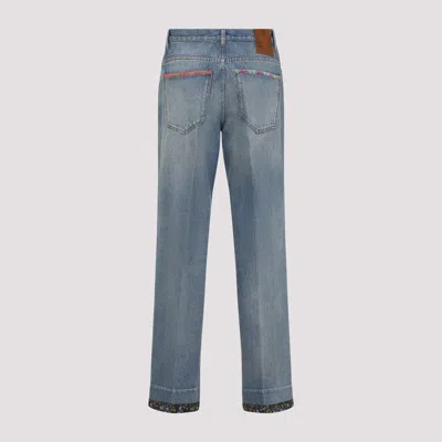 Valentino High Rise Viscose Straight Jeans In Blue