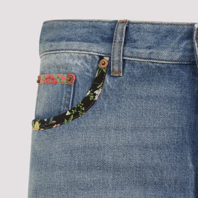 Valentino High Rise Viscose Straight Jeans In Blue