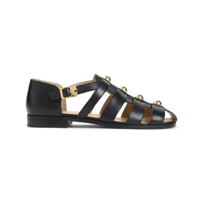 Valentino Leather Sandals In Black