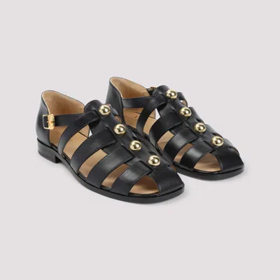 Valentino Leather Sandals In Black