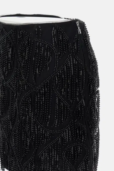 Rotate Birger Christensen Mini Skirt With Abstract Sequin And Bead Embellishments In Black
