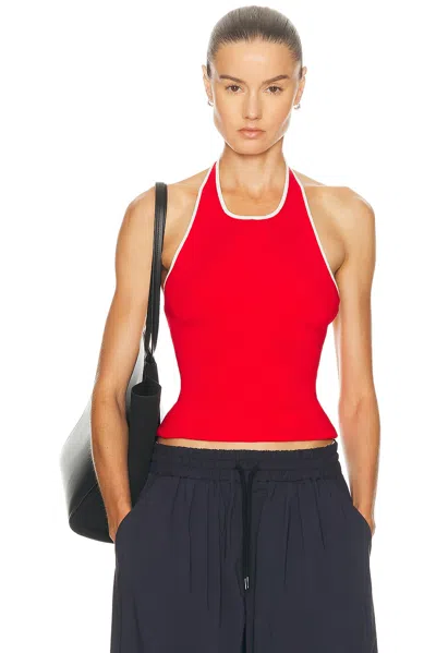 St Agni Fine Line Halter Top In Red