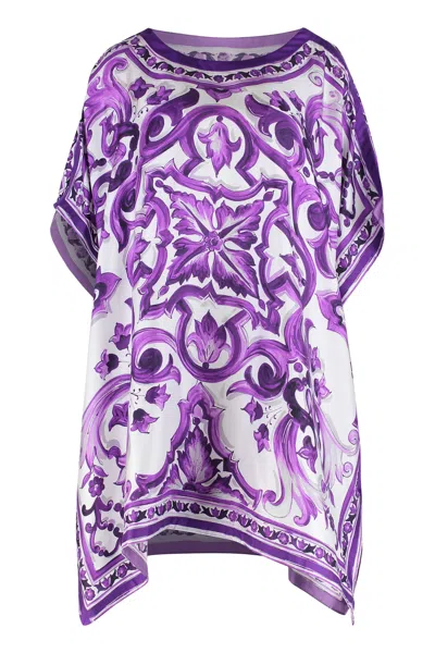 Dolce & Gabbana Printed Silk Twill Kaftan In Multi