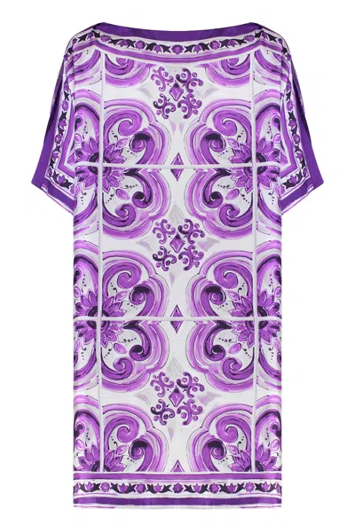 Dolce & Gabbana Printed Silk Twill Kaftan In Multi