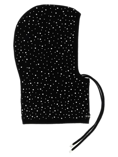 Pinko Balaclava With Drawstring And Rhinestones In Black