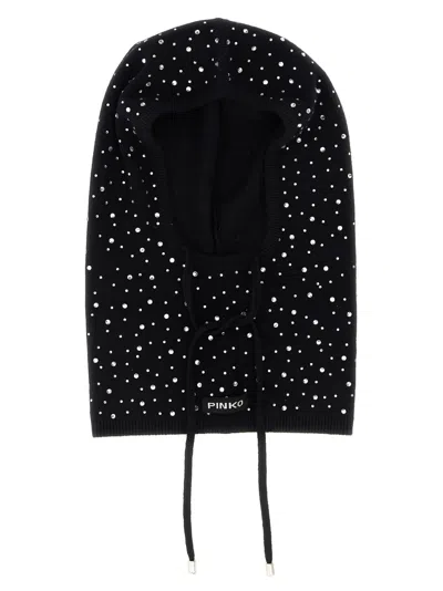 Pinko Balaclava With Drawstring And Rhinestones In Black