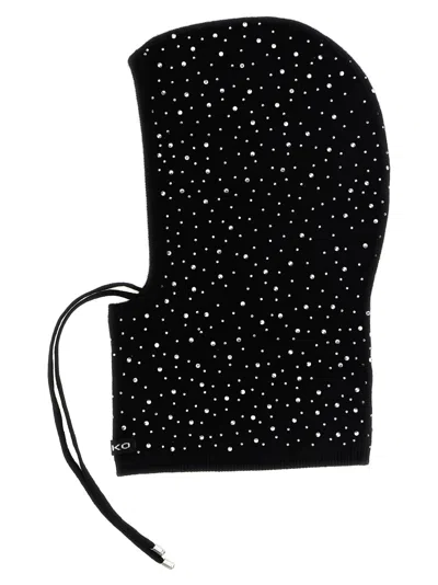 Pinko Balaclava With Drawstring And Rhinestones In Black