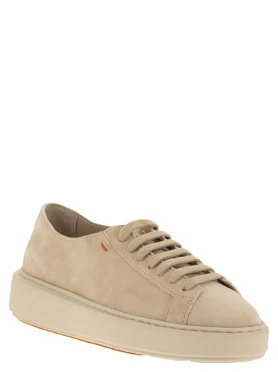 Santoni Suede Sneakers In Neutral