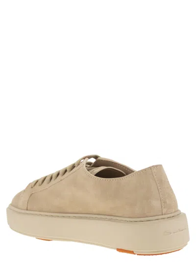 Santoni Suede Sneakers In Neutral