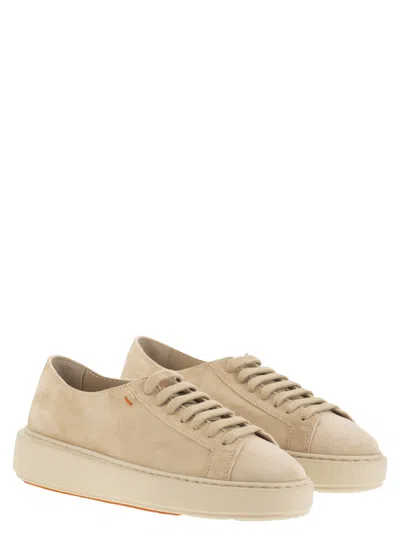 Santoni Suede Sneakers In Neutral
