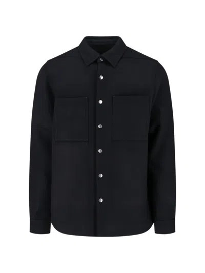 Rick Owens Black Wool Flannel Shirt In Black