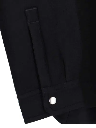 Rick Owens Black Wool Flannel Shirt In Black