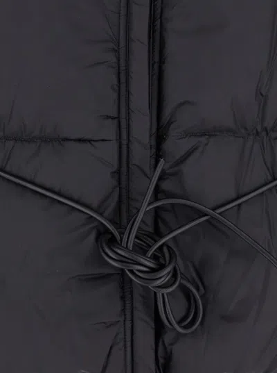 Rick Owens Black Down Jacket With Drawstring Waist And High Neck In Tech Fabric Woman In Black