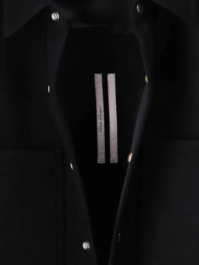 Rick Owens Black Wool Flannel Shirt In Black
