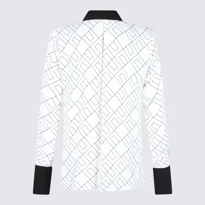 Elisabetta Franchi Casual Geometric Pattern Long Sleeve Top In White