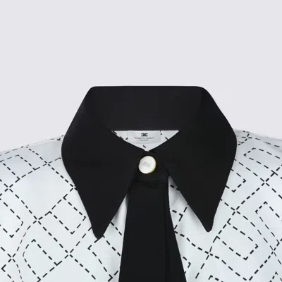 Elisabetta Franchi Casual Geometric Pattern Long Sleeve Top In White