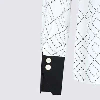 Elisabetta Franchi Casual Geometric Pattern Long Sleeve Top In White