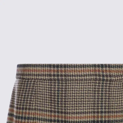 Saint Laurent Brown Wool Skirt In Multi