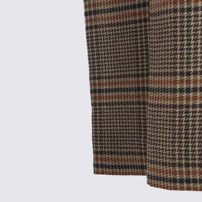 Saint Laurent Brown Wool Skirt In Multi