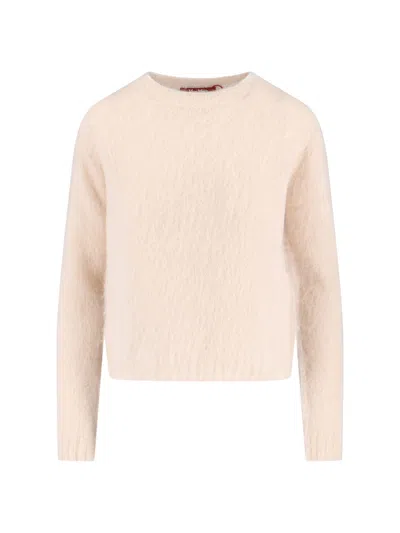 Max Mara Soft Knitwear Long Sleeve Round Neck In Neutral