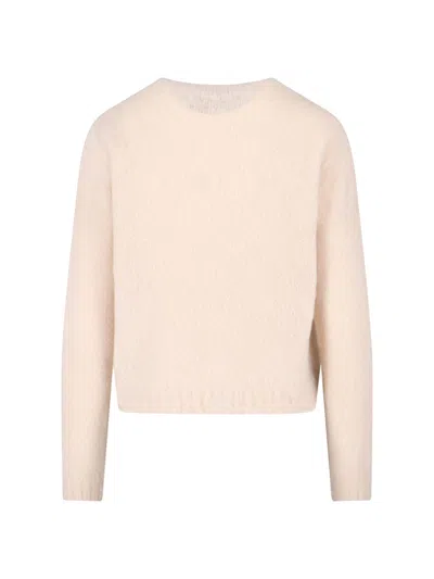 Max Mara Soft Knitwear Long Sleeve Round Neck In Neutral
