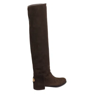 Dolce & Gabbana Dolce&gabbana High Suede Boot In Ebony Brown In Brown