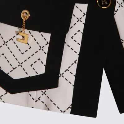 Elisabetta Franchi Geometric-pattern Button Double-crepe Jacket In Gray