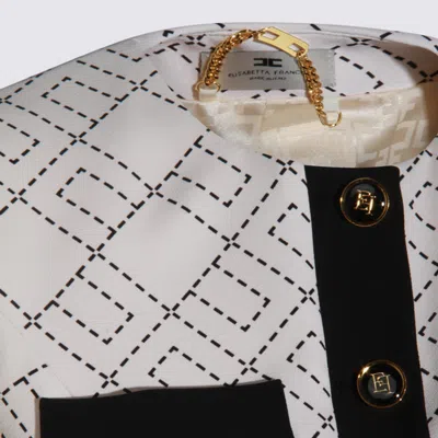 Elisabetta Franchi Geometric-pattern Button Double-crepe Jacket In Gray