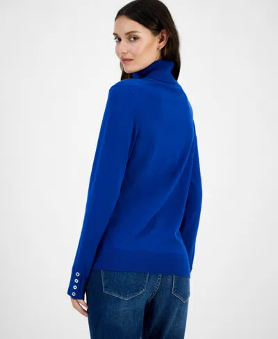 Tommy Hilfiger Womens Solid Cotton Turtleneck Sweater In Multi