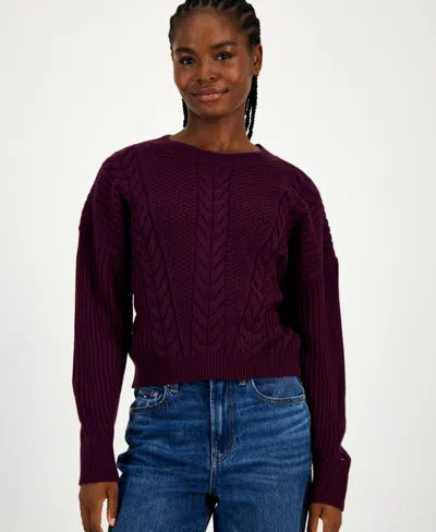 Tommy Hilfiger Women's Traveling Cable Sweater In Purple