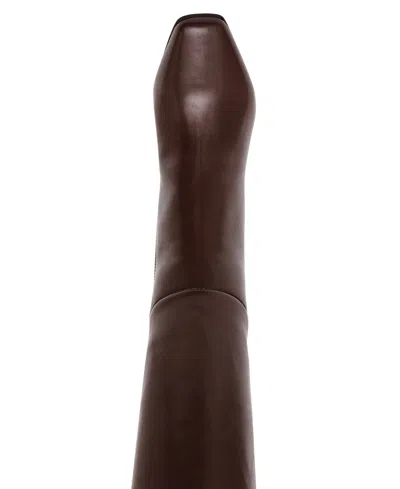 Anne Klein Womens Perfektion Wide Calf Snip Toe Knee High Boots In Animal Print