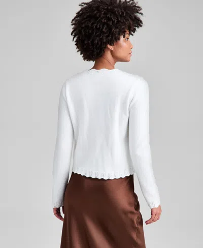 And Now This Now This Womens Pointelle Scalloped Edge Cardigan Pxxs 4x Macys Exclusive In White